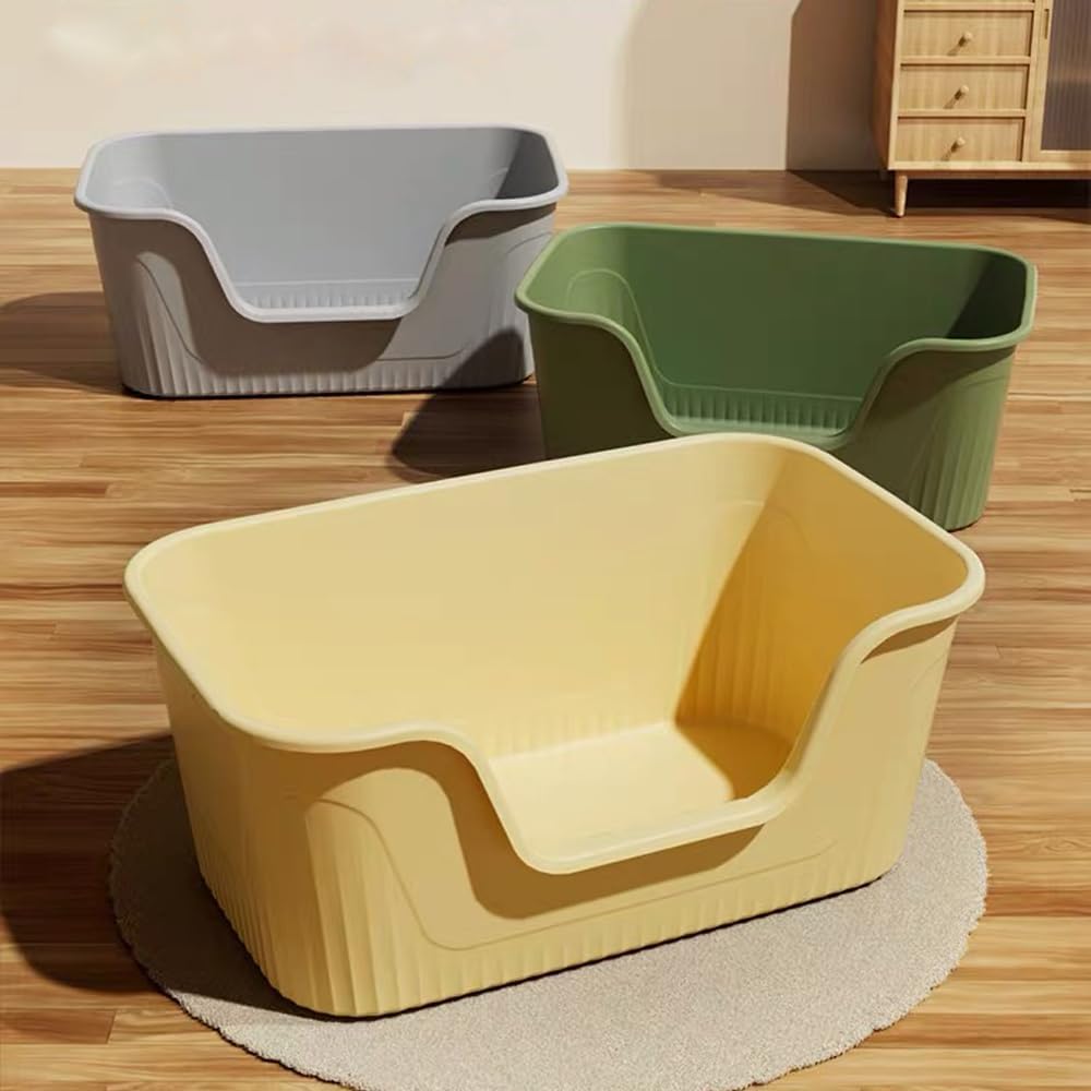 Vealind Jumbo Litter Box, XL Litter Boxes for Big Cats, Extra Large Space, High Sided Litter Pan, Leak-Proof & Anti-Splashing, Easy Clean & Durable (25” * 17” * 13” Grey)