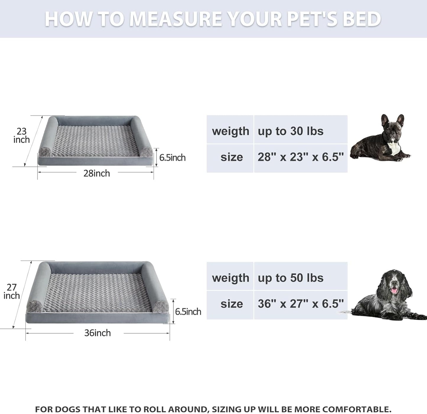 BFPETHOME Dog Beds for Large Dogs, Orthopedic Dog Bed for Medium Large Dogs,Big Waterproof Couch Pet Bed with Removable Washable Cover