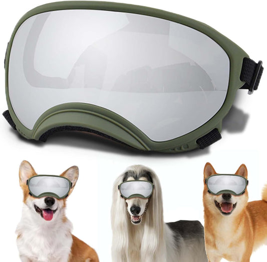 Medium Dog Sunglasses with Adjustable Strap UV Protection, Winproof Dog Puppy Sunglasses, Suitable for Medium Dog Pet Glasses, Dogs Eyes Protection,Soft Dog Goggles