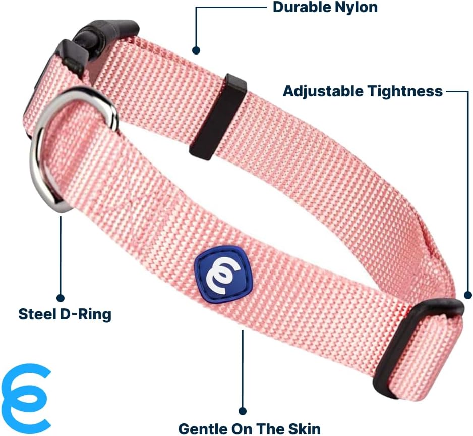 Blueberry Pet X-Small Dog Collar | Girl Dog Collars | Female Dog Collar XS | Quick Release Dog Collar | Baby Pink Nylon Dog Collar for Girl, Collar for Small Dogs