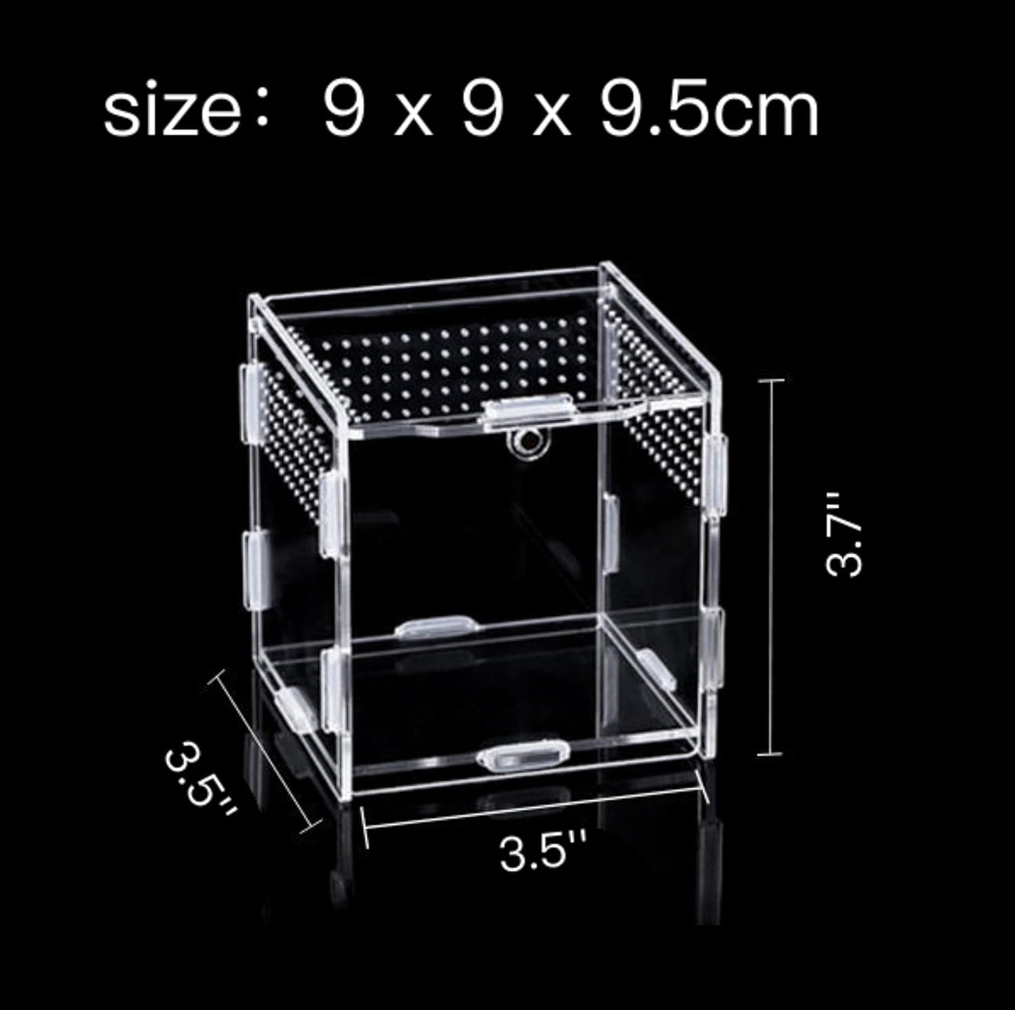 Magnetic Acrylic Case, micro habitat small Tarantula Enclosure enclosure for arboreal Tarantula Scorpion Sling Lizards Mantis Snake Gecko jumping spider snail Insect Isopods (3.5*3.5*3.7inch)