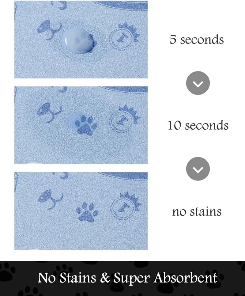 Pet Feeding Mat-Absorbent Dog Mat for Food and Water Bowl-No Stains Quick Dry Water Dispenser Mat-Dog Accessories Pet Supplies-Bowl for Messy Drinkers（PAW,17"x28"