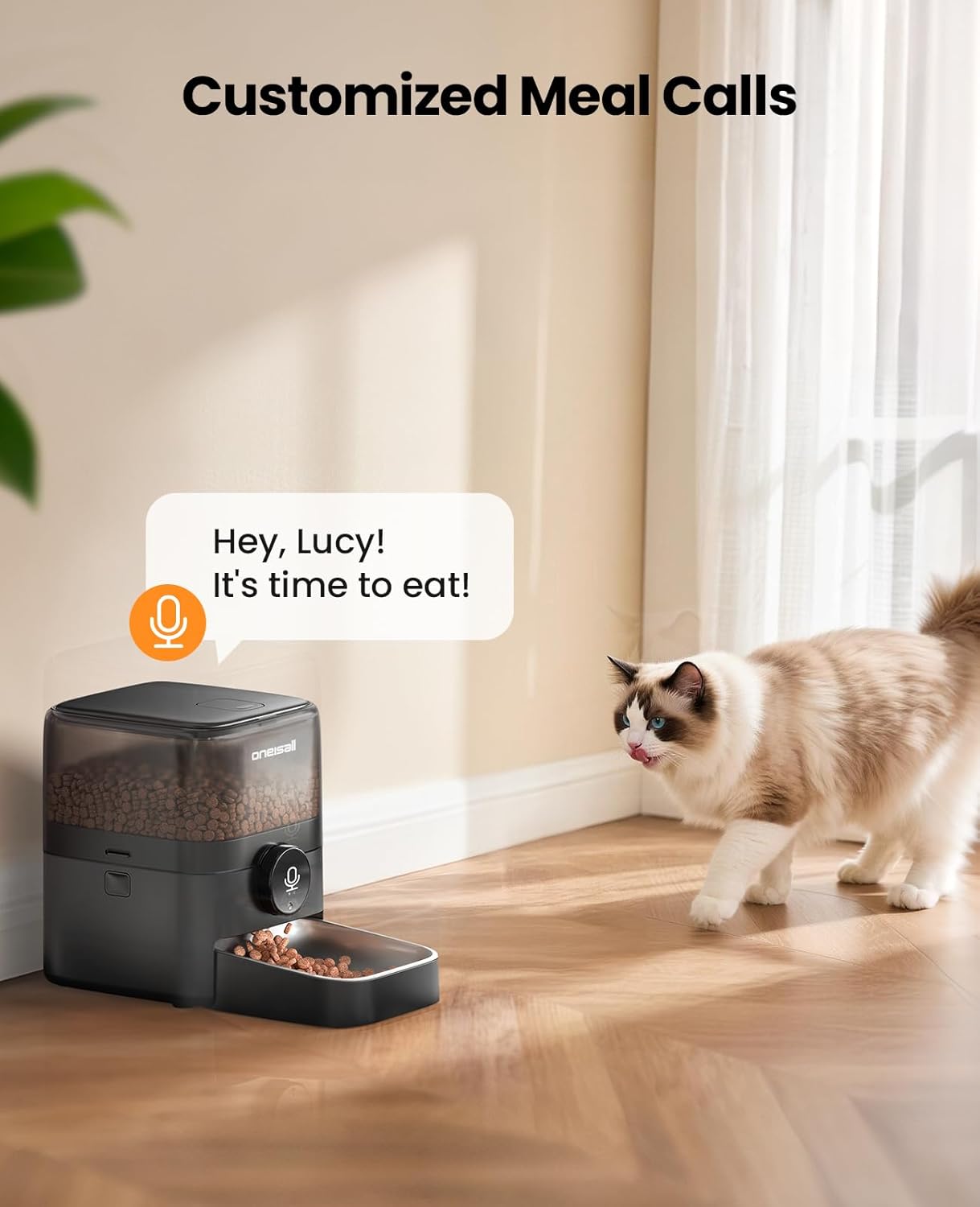 oneisall Cordless WiFi Automatic Cat Feeder, Tasty S2 Pro Rechargeable 100-Day Battery Operated Pet Feeder, 12 Cups/3L Timed Cat Food Dispenser for Large Kibble, Smart App Control (Black)