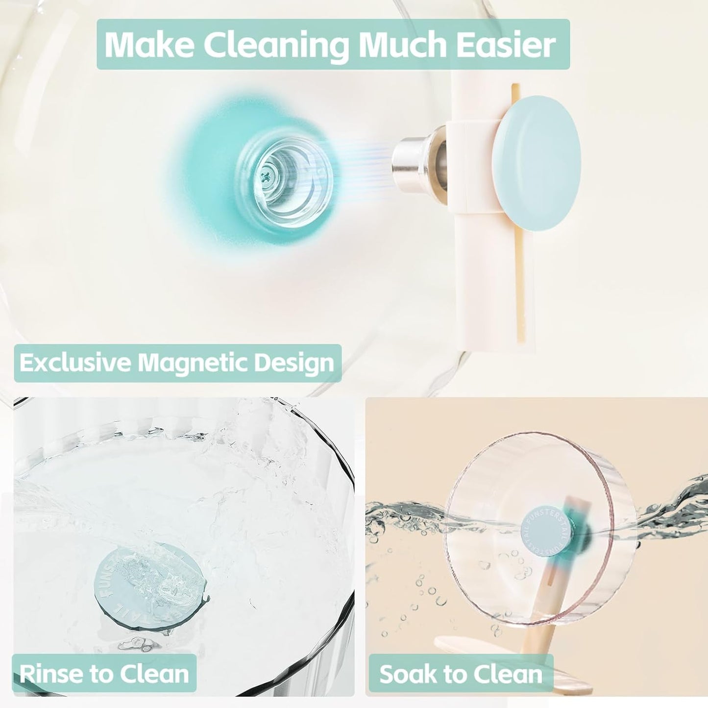 Super Silent Hamster Wheel 10.4 Inch, Magnetic Large Rat Wheel for Chinchilla, Gerbil, Guinea Pig, Cat, Mouse, Sugar Glider and Dwarf, Syrian Hamster Accessories (Salt Blue)