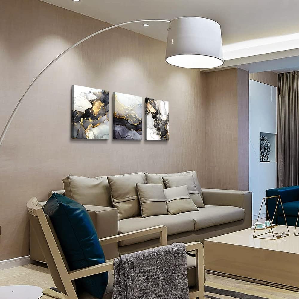 Boho Wall Decor - Abstract Ink Paintings, Framed Wall Art for Living Room, Bedroom & Office - 20" X 28" - 3 Piece Set