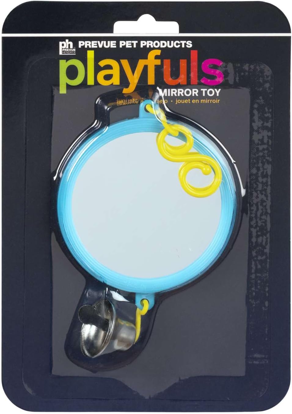 Prevue Hendryx Birdie Basics 2 Sided Mirror with Bell Bird Toy, 6 x 3 (60422)