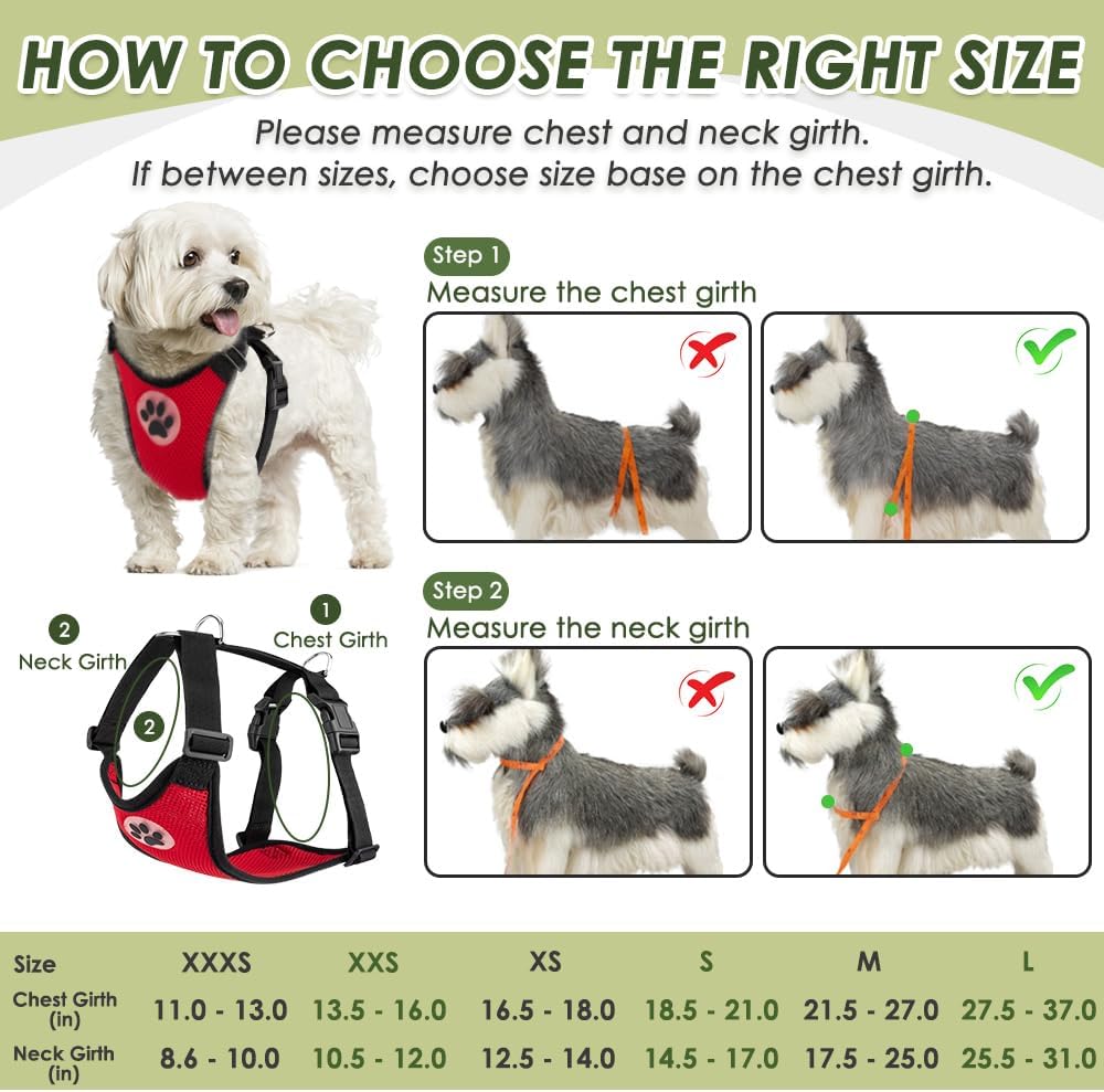 SlowTon Dog Seat Belt Harness for Car, Dog Car Harness Adjustable Mesh Breathable & Dog Seatbelt Safety Tether with Elastic Bungee for Small Medium Large Pets(Red, Double Clip, L)