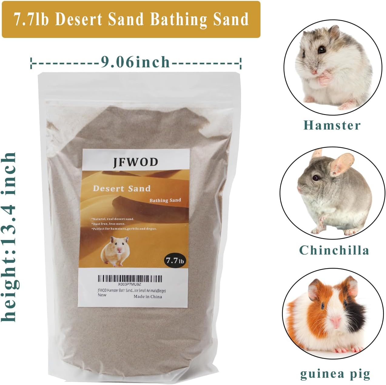 Hamster Bath Sand, 7.7lb Dust Free Desert Sand or Potty Litter Sand for Hamster Chinchillas Gerbil Syrian Mice Small Animals(Beige)
