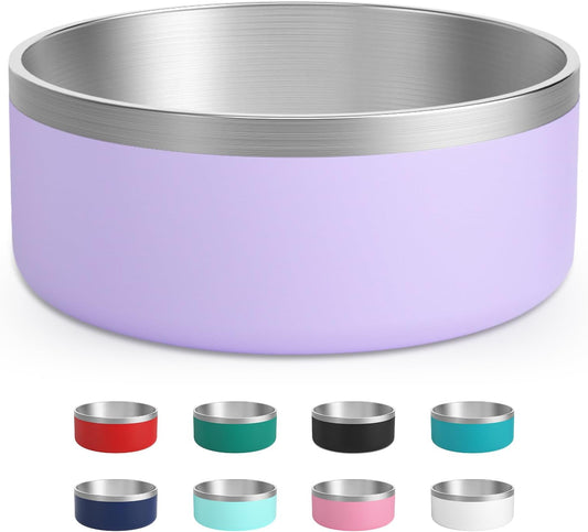 Stainless Steel Dog Bowls, Metal Dog Bowls, Water Bowl for Dogs, Dog Food Bowls, Pet Bowls for Dogs, Dog Dish for Large Dogs, Insulated Dog Bowl, Non Slip Dog Bowl,Easy Clean,40oz,LightPurple