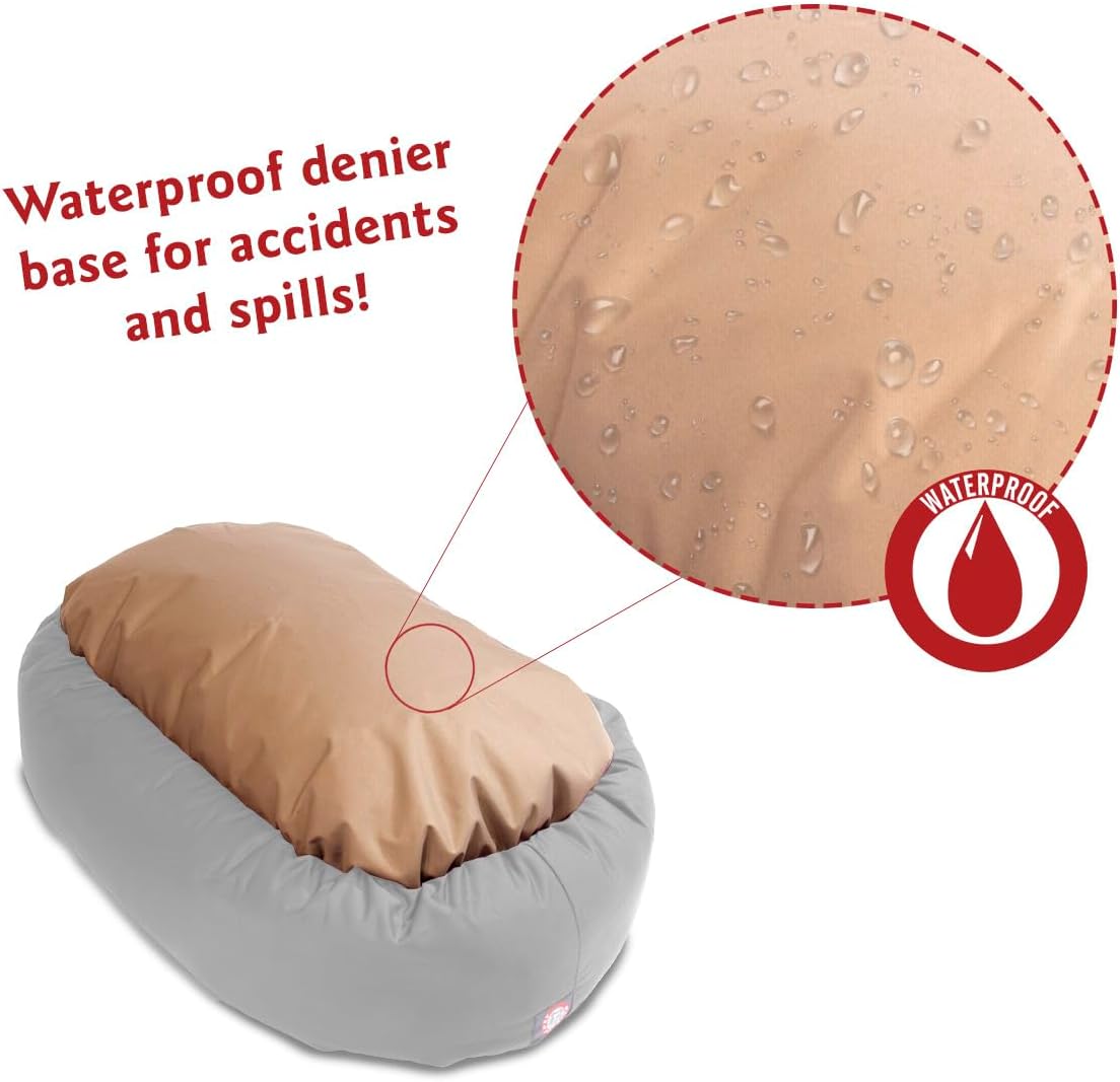 Majestic Pet 32 Inch Micro Velvet Calming Dog Bed Washable 32x23x7 (inch) – Cozy Soft Round Donut Dog Bed with Spine for Head Support - Pet Bed Medium – Navy