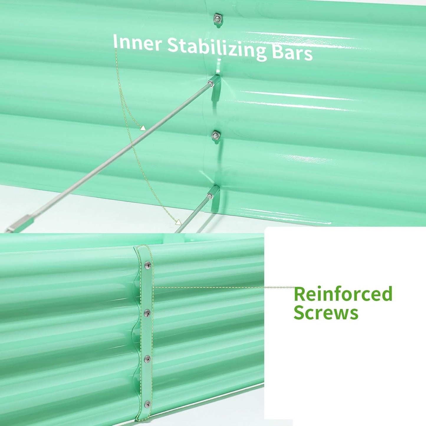 Land Guard 8×4×1ft Galvanized Metal Raised Garden Bed, Metal Planter Kit Box Outdoor for Deep-Rooted Vegetables, Flowers, Green and Herbs (Lime Green)…