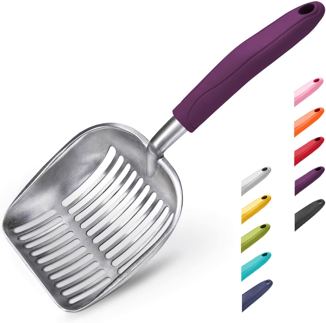 WePet Cat Litter Scoop, Aluminum Alloy Sifter, Kitty Metal Scooper, Deep Shovel, Long Handle, Poop Sifting, Kitten Pooper Lifter, Durable, Heavy Duty, for Litter Box