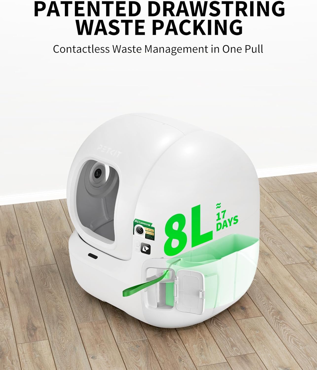 PETKIT 2025 Purobot Max Pro AI-Camera Self Cleaning Cat Litter Box, 210° Wide Angle Lens Night Vision Cat Facial Recognition Automatic Litter Box with 5G WiFi App Control Odor-Free