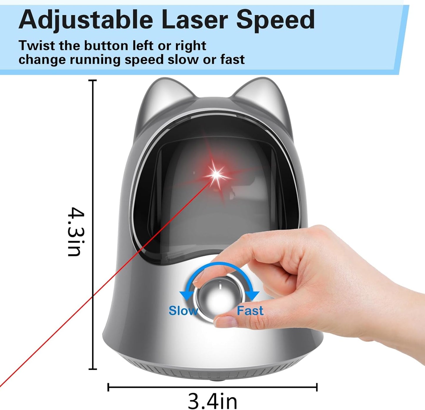 Cat Laser Toys for Indoor Cats, Random Trajectory Laser Cat Toy, Interactive Cat Toys for Bored Indoor Adult Cats/Kittens/Dogs (Silver)