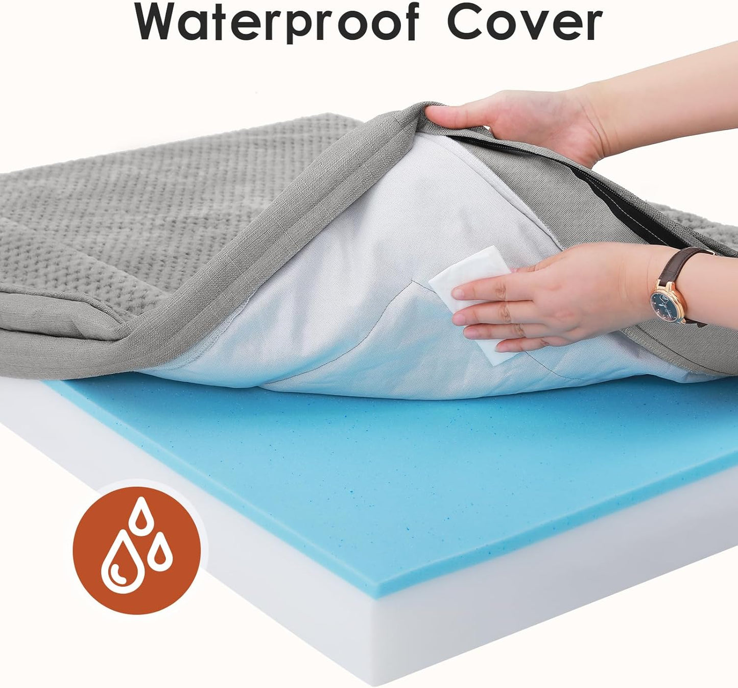 Orthopedic Dog Bed, 3 Inch Memory Foam Dog Beds for Large Dogs, Washable Removable Cover, Nonskid Bottom, Waterproof Pet Couch for Indoor, Outdoor or Car Use, 36x27 Inches L Light Grey