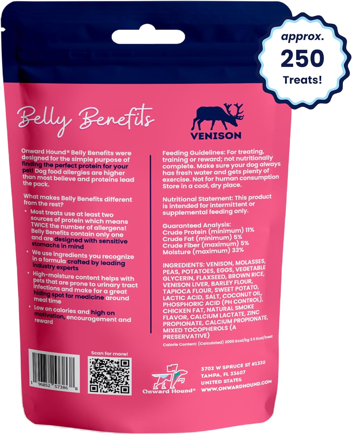 Onward Hound Training Treats for Dogs - Soft Venison - Low Calorie Dog Training Treats for Sensitive Stomachs with Single Source Premium Protein, Corn Free, & Soy Free Formula - 10 oz