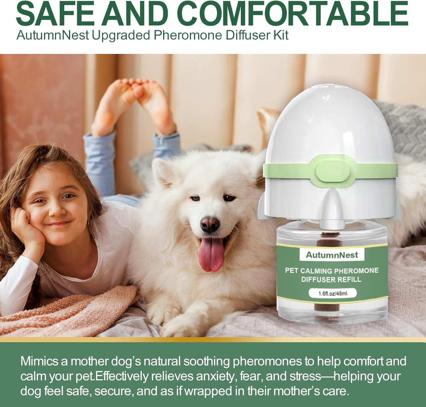 Dog Calming Pheromone Diffuser for Dogs, Plug-in + 3 Refills Kit, Supports Relaxed Behavior, Helps Ease Stress, Anxiety, Barking, Fear During Loud Events, Separation, Travel, 90 Days Non-Toxic Care