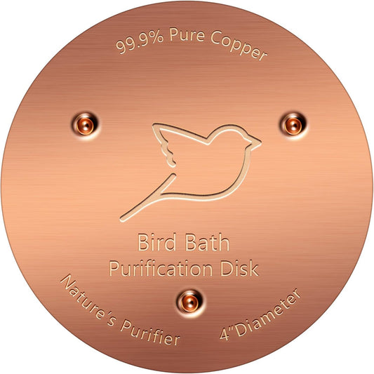 NNG 1 Pack Bird Bath Copper Disk,1mm Thick Reinforced 99.9% Pure Copper Bird Bath Purification Disk with Triple-Point Support,Physical Safe Water Cleaner for Outdoor Birdbaths Bowls,All-Season Use