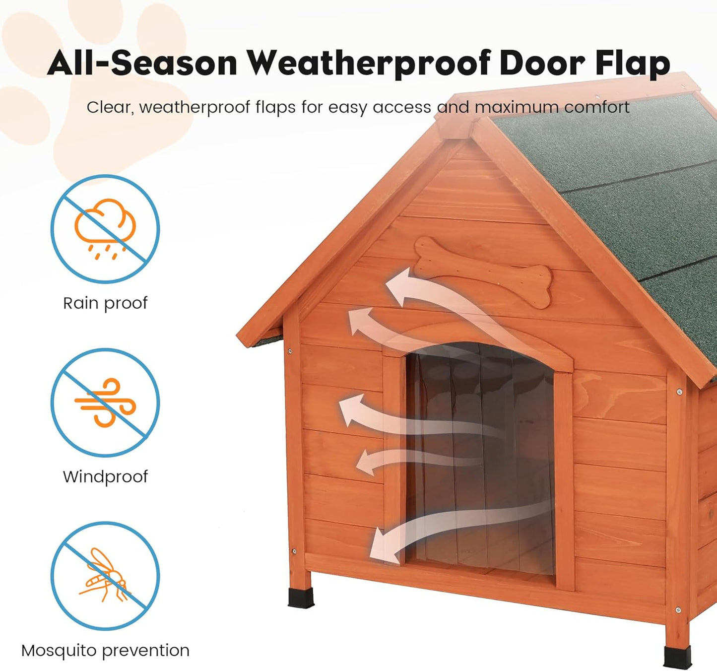 Solid Wood Dog House Comfortable Outdoor Shelter for Medium-Sized and Smaller Dog Sturdy, Durable and Easy to Clean,Can DIY,33.5’’D×30.7’’W×32.3’’H