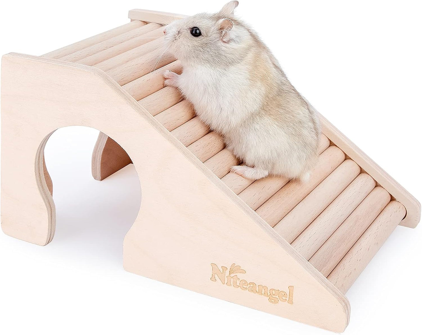 Niteangel Hamster House w/Climbing Ladder for Hamsters Gerbils Mice or Similar-Sized Pets (Trapezium-Shaped Hamster Hut)
