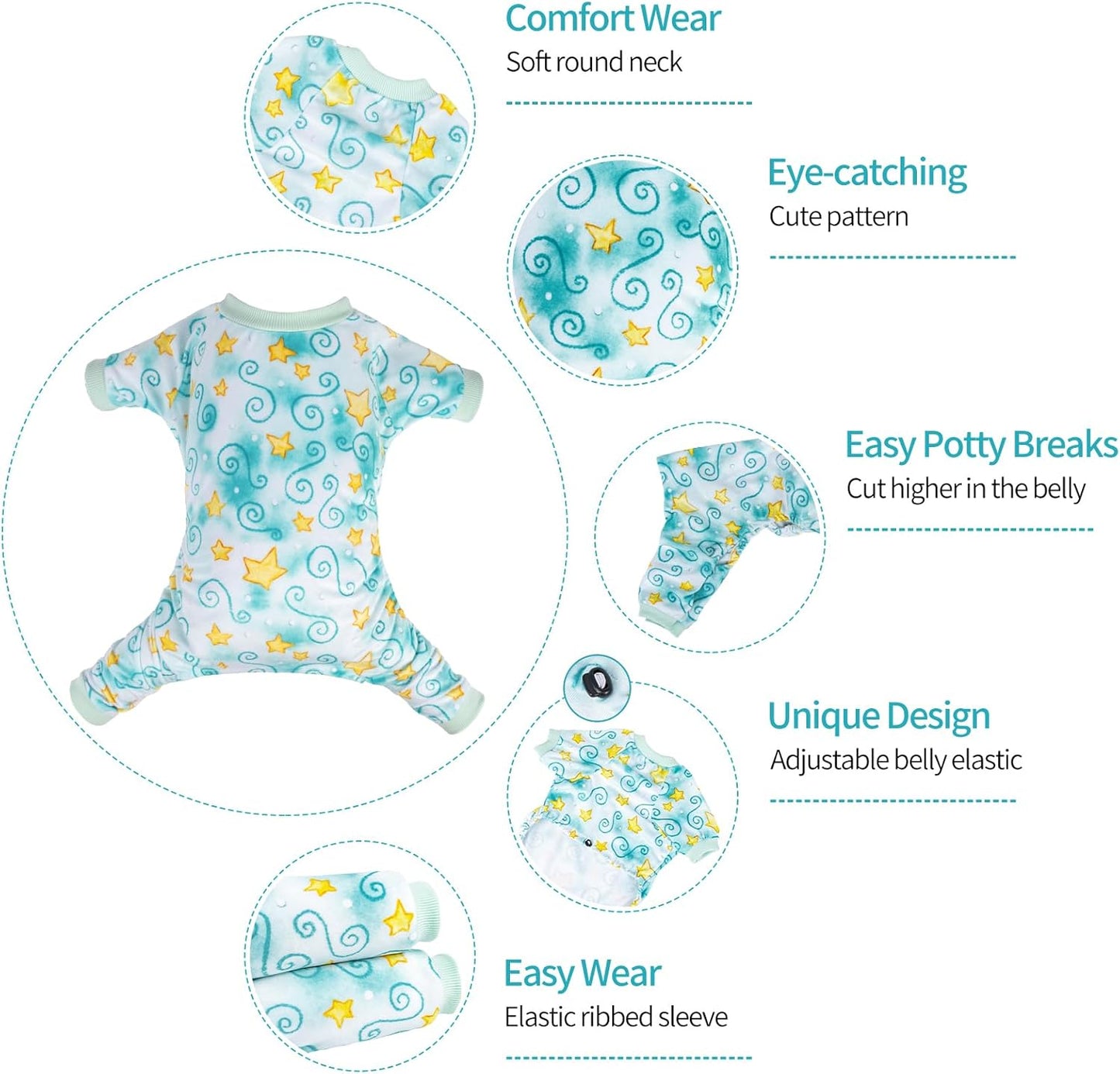 CuteBone Small Dogs Outfit Soft Puppy Onesies Pjs Dog Pajamas Pet Coat Cat Apparel Comfy Doggie Jumpsuit Bodysuit for All Seasons P279M