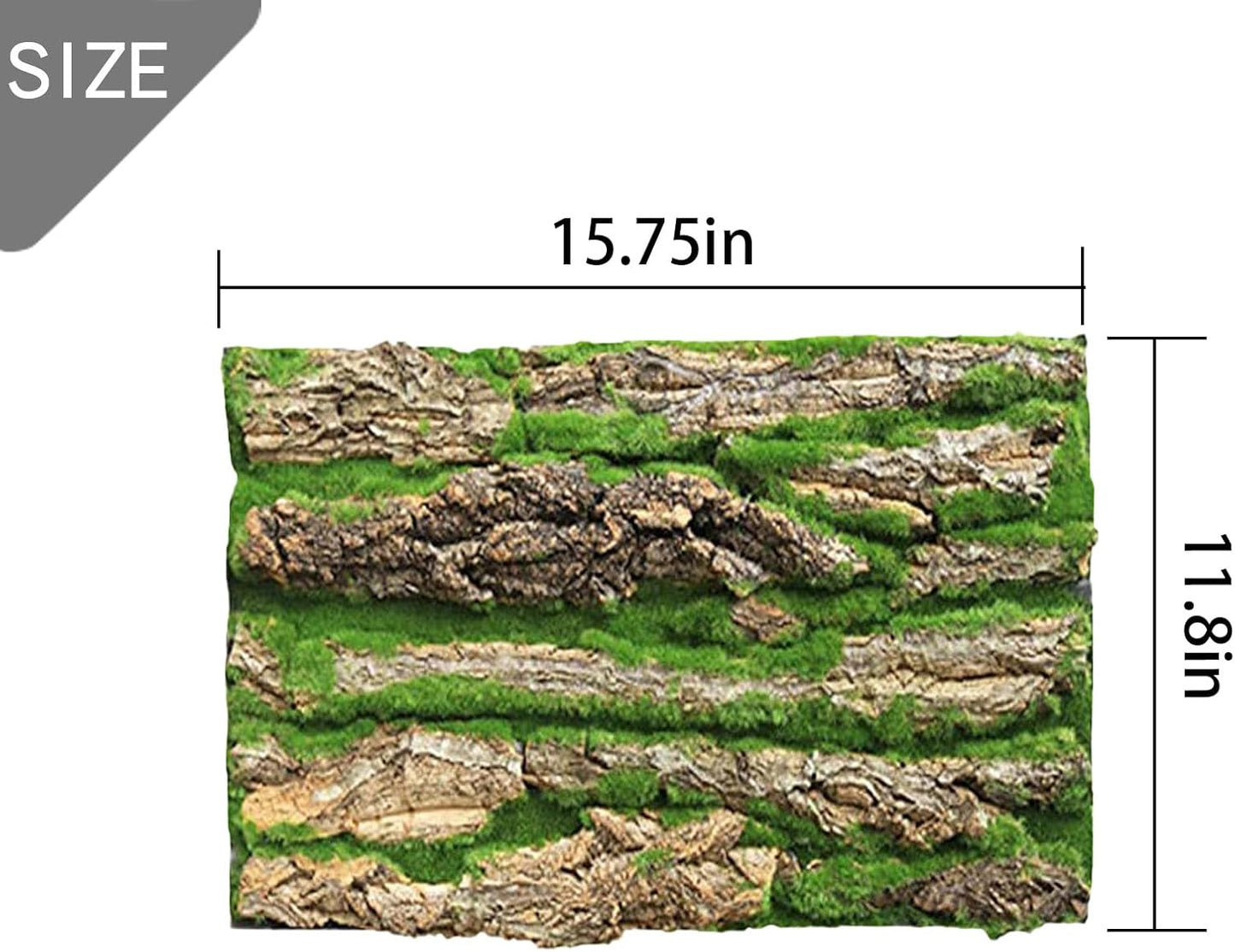 PINVNBY Reptile Terrarium Cork Background, Bearded Dragon Tank Bark Backdrop Wall Decor with Artificial Moss for Gecko Lizard Tortoise Frog Chameleon(4 Pack)