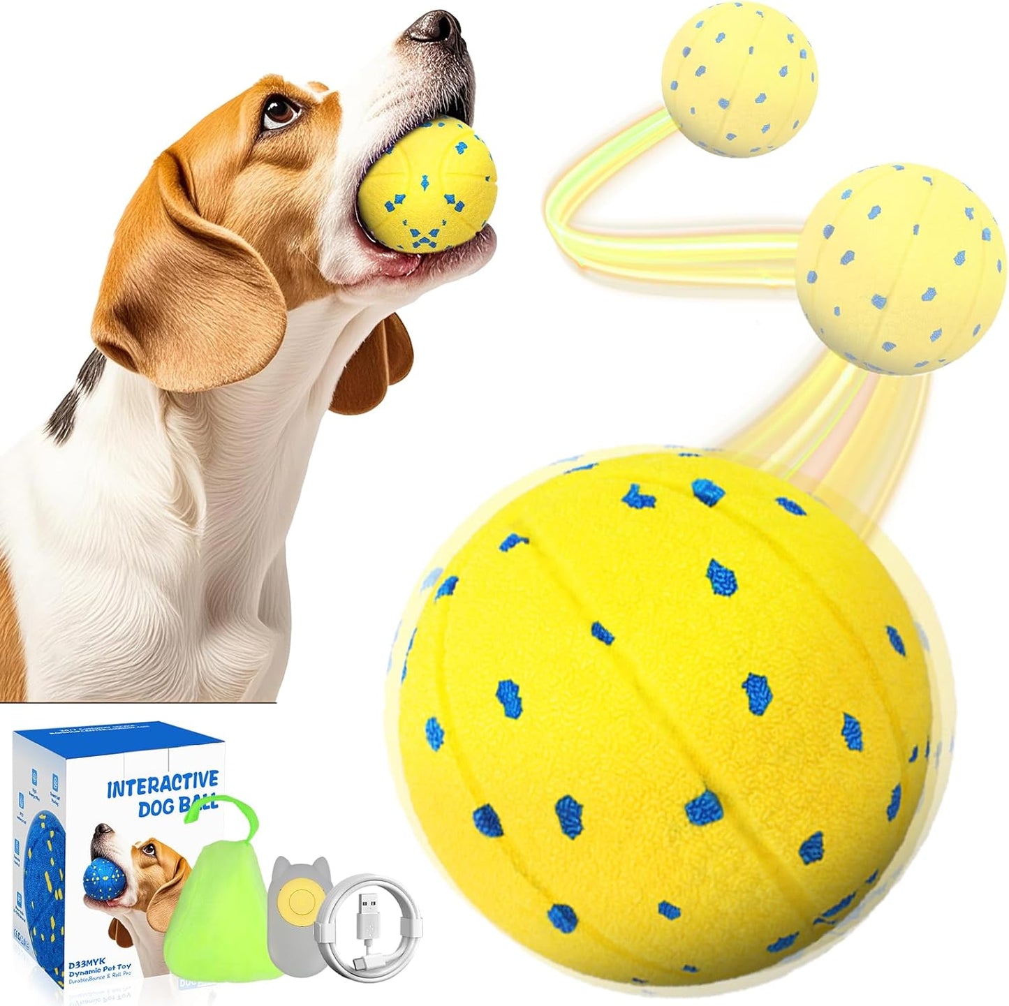 Dog Ball Interactive Dog Toy with Remote Control,Automatic Moving,Bouncing and Rotating 3 Modes,E-TPU Material Aggressive Chewers,IPX7 Waterproof,Rolling Ball for Large Medium Dogs