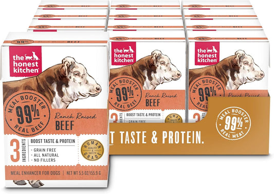 The Honest Kitchen Meal Booster: 99% Beef Dog Food Topper, 5.5 oz (Pack of 12)