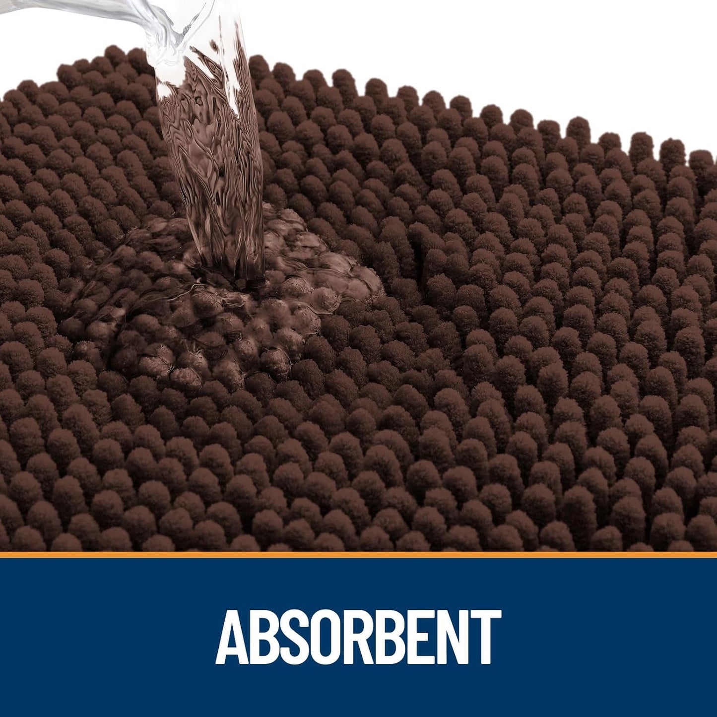 OLANLY Dog Door Mat for Muddy Paws 40x24, Absorbs Moisture and Dirt, Absorbent Non-Slip Washable Doormat, Quick Dry Chenille Mud Mat for Dogs, Entry Indoor Entryway Carpet for Inside Floor, Brown