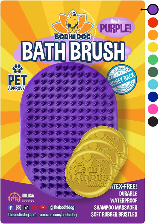 Bodhi Dog Shampoo Brush - Pet Grooming & Bath Supplies for Dogs and Cats - Bath Brush for Long & Short Hair - Premium Scrubber for Shower, Bathing & Massage (One Pack, Purple)