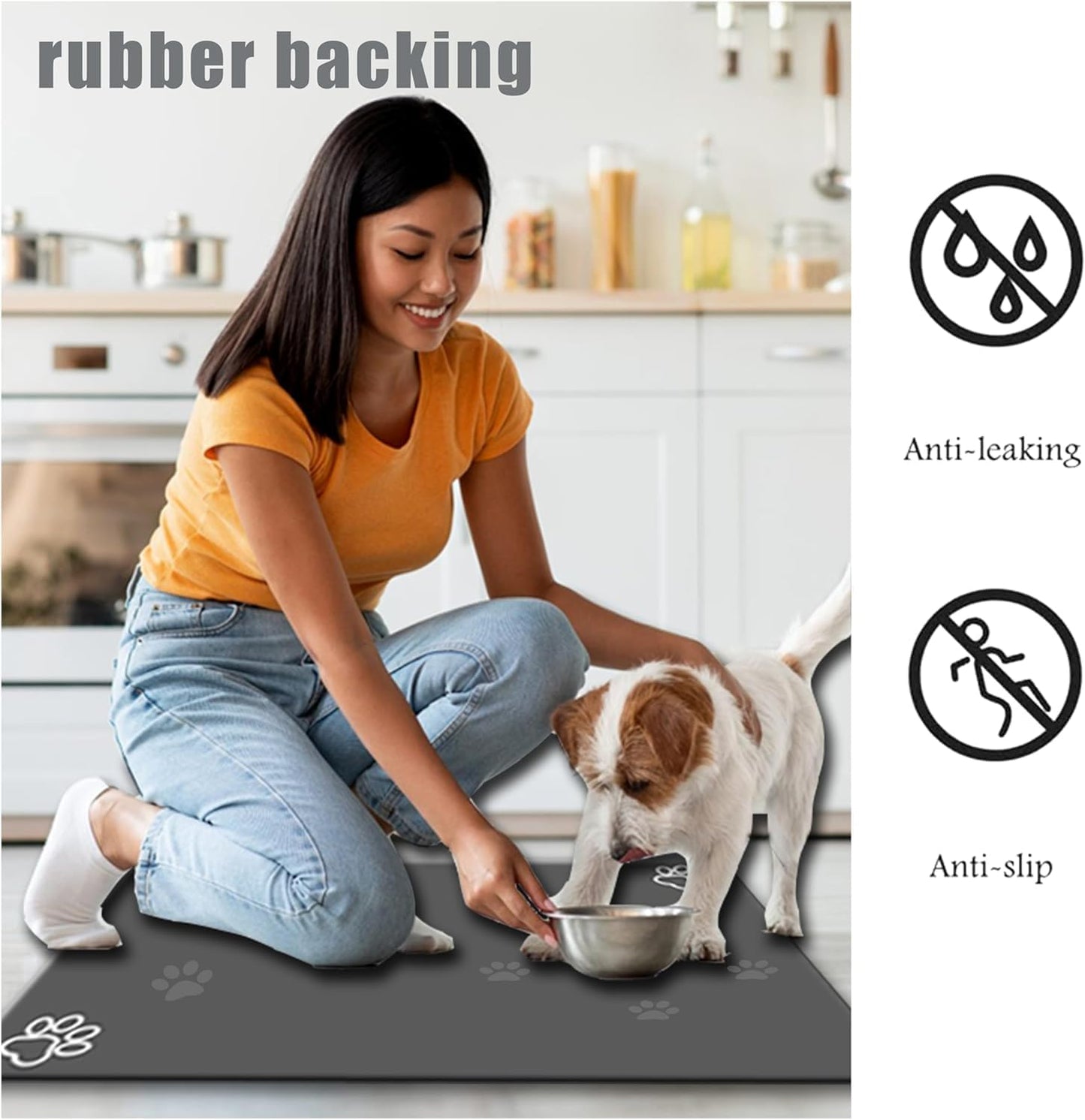 Large Boho Dog Food Mats for Floors, Absorbent Dog Bowl Mat for Food and Water Dispenser Mat, Quick Dry Cat Food Mat Pet Supplies (Dark Vintage, 36 * 16)