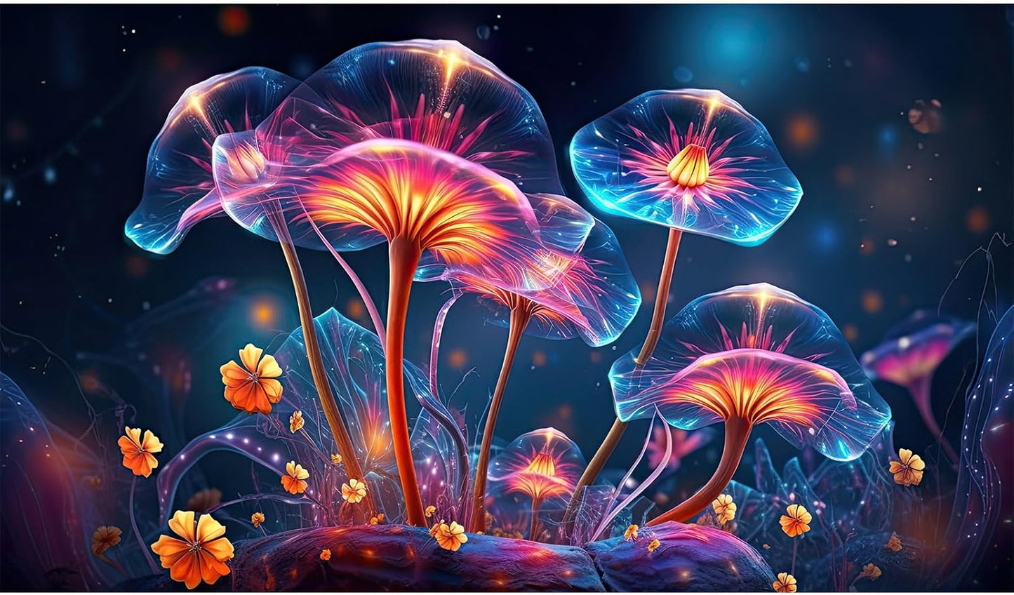 Flower Aquarium Background Modern Style Bluebell Blooming Flower Floral Design Terrarium Background Mysterious Elegant Glowing Fantasy Flower Fish Tank Backdrop Poster Decorations Vinyl 36x18in