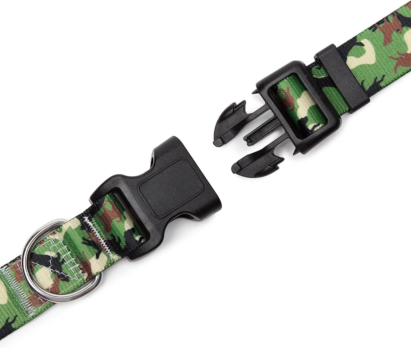 Mercano Adjustable Dog Collar - Special Design Patterns, Soft Nylon Comfortable Durable Pet Collar for Small Medium Large Dogs (S, Dog Camouflage Green)