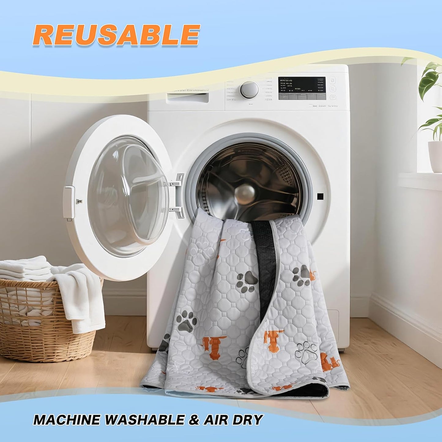 Washable Pee Pads for Dogs, 2 Pack Reusable Puppy Pads, Waterproof Pet Pee Pads for Dog Potty Training, Extra Large Dog Pee Pads for Crate, Playpen, and Whelping, Orange 36"x36"