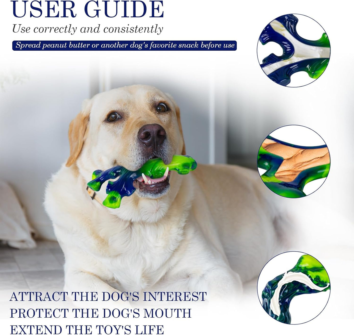 3-Pack Indestructible Nylon Dog Chew Toys for Aggressive Chewers - Long-Lasting Durable Bone-Shaped Toys, Large Breed Dogs, Tough Puppy Teeth Enrichment