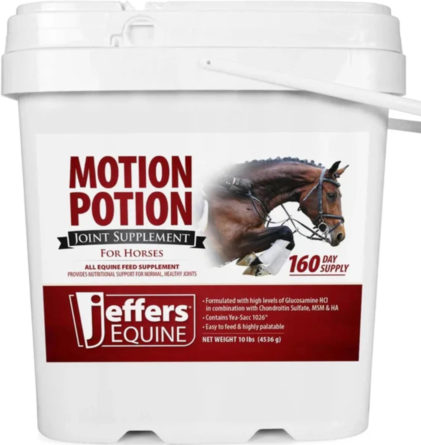 Jeffers Motion Potion Pellets Joint Supplement for Horses, 10 lb- Glucosamine, MSM, Chondroitin, Hyaluronic Acid, & Vitamins. Daily Supplement for Safe, Easy to Feed, Fast Acting for Equine