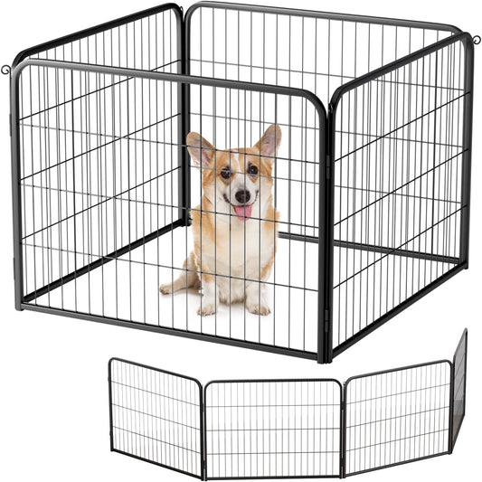 BestPet | Dog Playpen Extender | 24 Inch, 4 Panels | Heavy Duty Metal Pet Exercise Pen | Indoor Outdoor Fence Panels | Rust-Resistant, Removable, Tool-Free Setup | Anti-Skid, Expandable Design