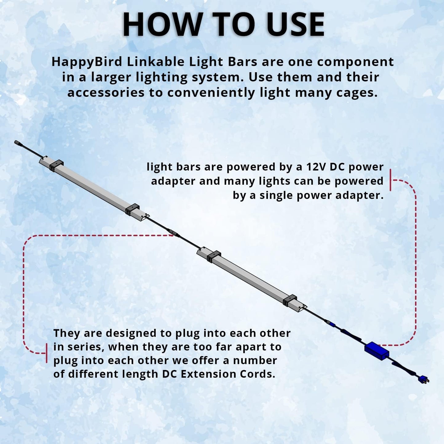 HappyBird Lightning (A Divison of M&M Cage) 24" LED linkable Light bar Without Power Source for Multiple Bird Breeder Cages, Full Spectrum LED. Will NOT Run ON ITS OWN (12 Pack)