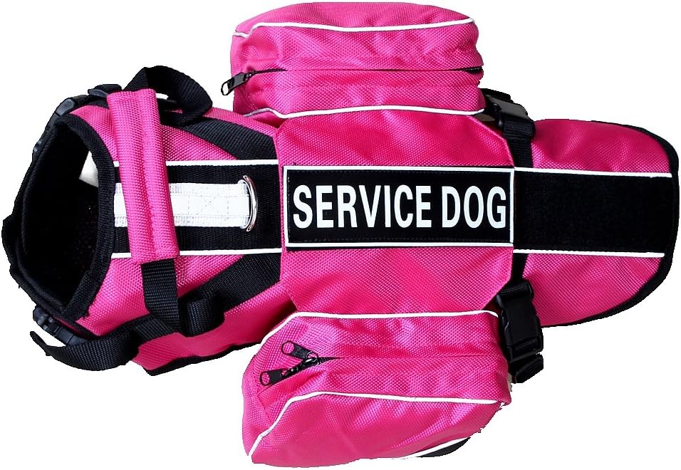 Serijoars Dog Vest Harnesses with Saddlebag Backpack for Camping & Travel - Reflective Hound Hiking Backpack Saddle Bag - Lightweight Vest Harness for Medium & Large Dogs (Hot Pink, S)