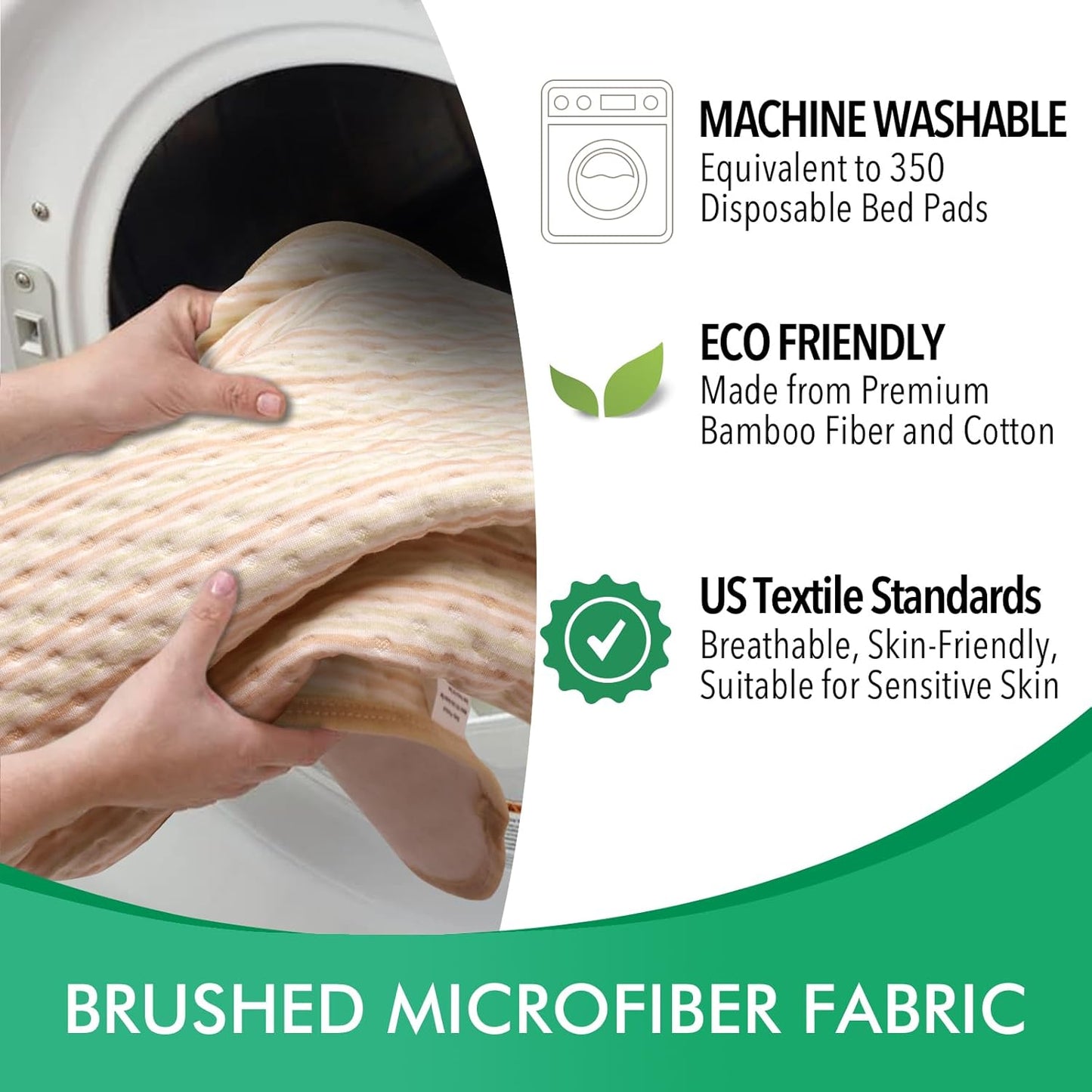 Incontinence Bed Pads - 55" x 39" Washable Waterproof Underpads (Pack of 1) - Reusable Extra Large 4-Layer Soft Pee Pads for Adults, Women, Elderly - for Sofa, Couch, Furniture