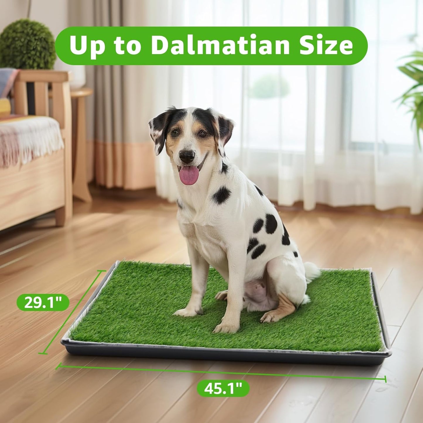 Dog Grass Large Potty Patch, Dog Litter Boxes Artificial Grass Bathroom Turf for Pet Training, Washable Puppy Pee Pad, Perfect Indoor/Outdoor Portable Potty Pet Loo (Potty system-45.1"x29.1")