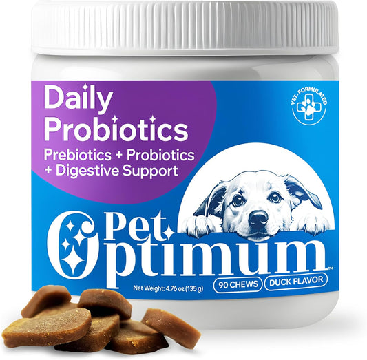 Dog Probiotics for Yeast, Itchy Skin and Itchy Ears, Allergy Relief, Daily Immune Support with Prebiotic & Digestive Enzymes (Gut Health) for Dogs, Reduce Diarrhea, Constipation & Gas Relief - 90ct