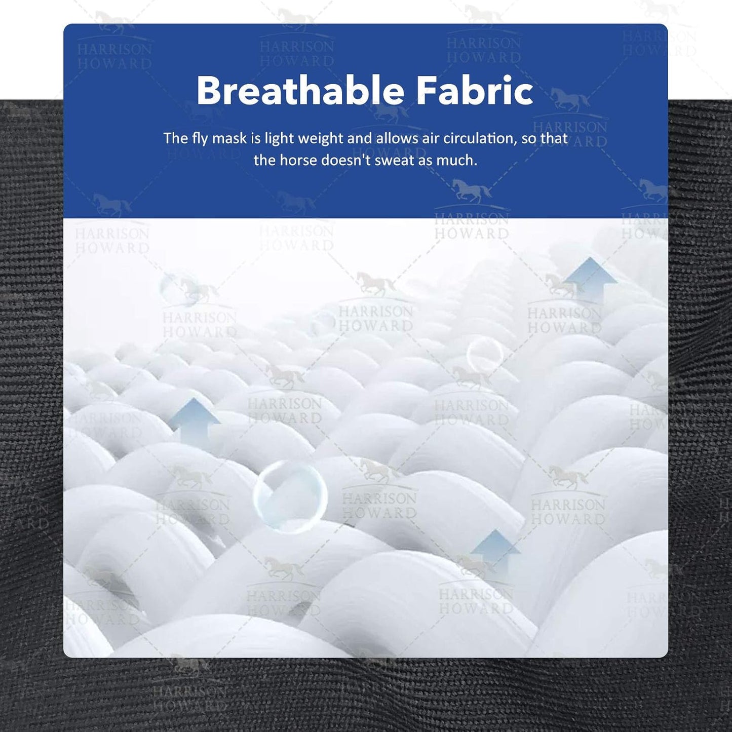 Harrison Howard Super Comfort Stretchy Fly Mask Large Eye Space with UV Protection Soft on Skin with Breathability Geo Feather XL