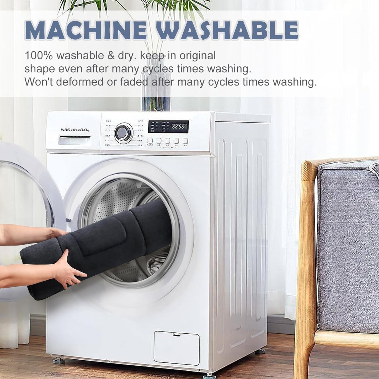 JoicyCo Soft Dog Bed Crate Pad Mat, 48 in Non-Slip Bottom Washable for Extra Large Dogs, Pet Mattress Kennel Pad, Dark Gray