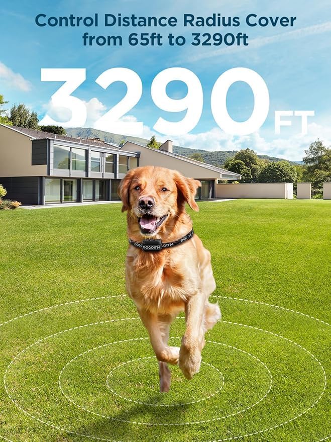 Wireless Dog Fence for 2 Dogs, GPS Wireless Dog Collar with 3 Correction Mode, Pet Containment System with AI Smart Signal, Electric Dog Fence Collar for Outdoor Use(2 Collars)