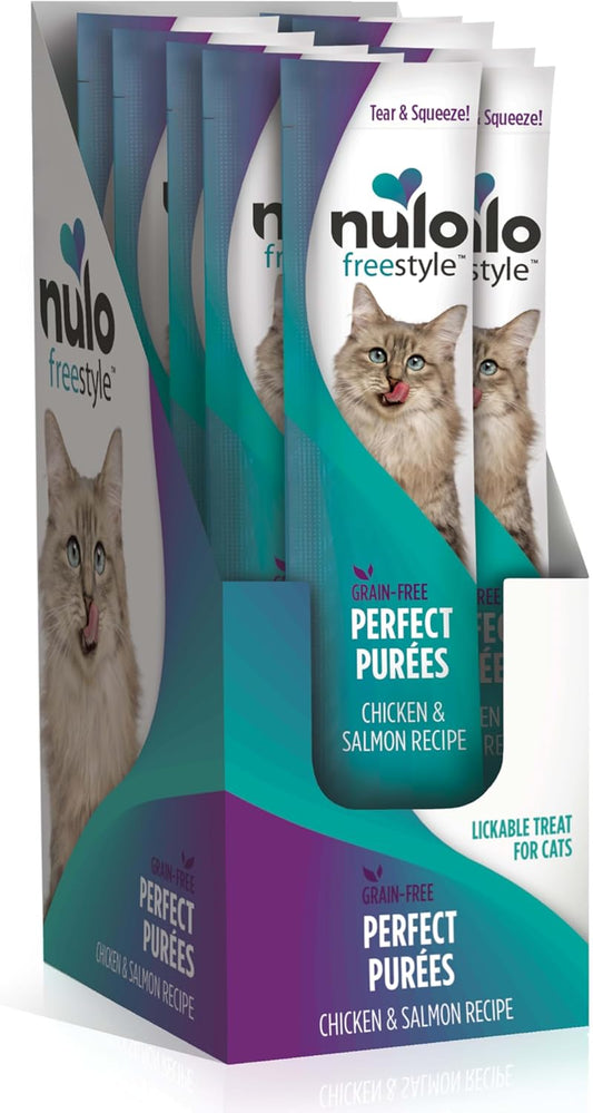 Nulo Freestyle Grain-Free Perfect Purees Premium Wet Cat Treats, Squeezable Meal Topper for Felines, High Moisture Content to Support Cat Hydration, 0.5 Ounces in Each Lickable Wet Cat Treat Pouch