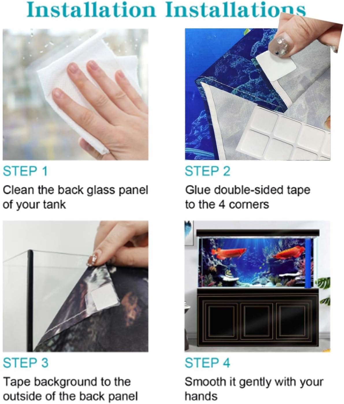 30X12IN Blacklight Octopus Sea Monster HD 3D Black Light Aquarium Background UV Reactive Background Terrarium Background with 10 EVA Double-Sided Tape