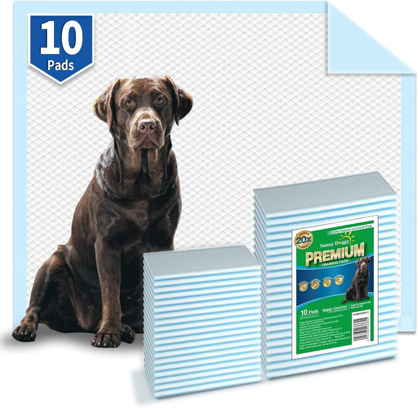 Pee Pads for Dogs, Puppy Pads Pet Training Pads Disposable Upgraded Odor Control, Potty Pads Absorbent and Leak-Proof Dog Housebreaking & Puppy Supplies (36"x36"/10 Count)