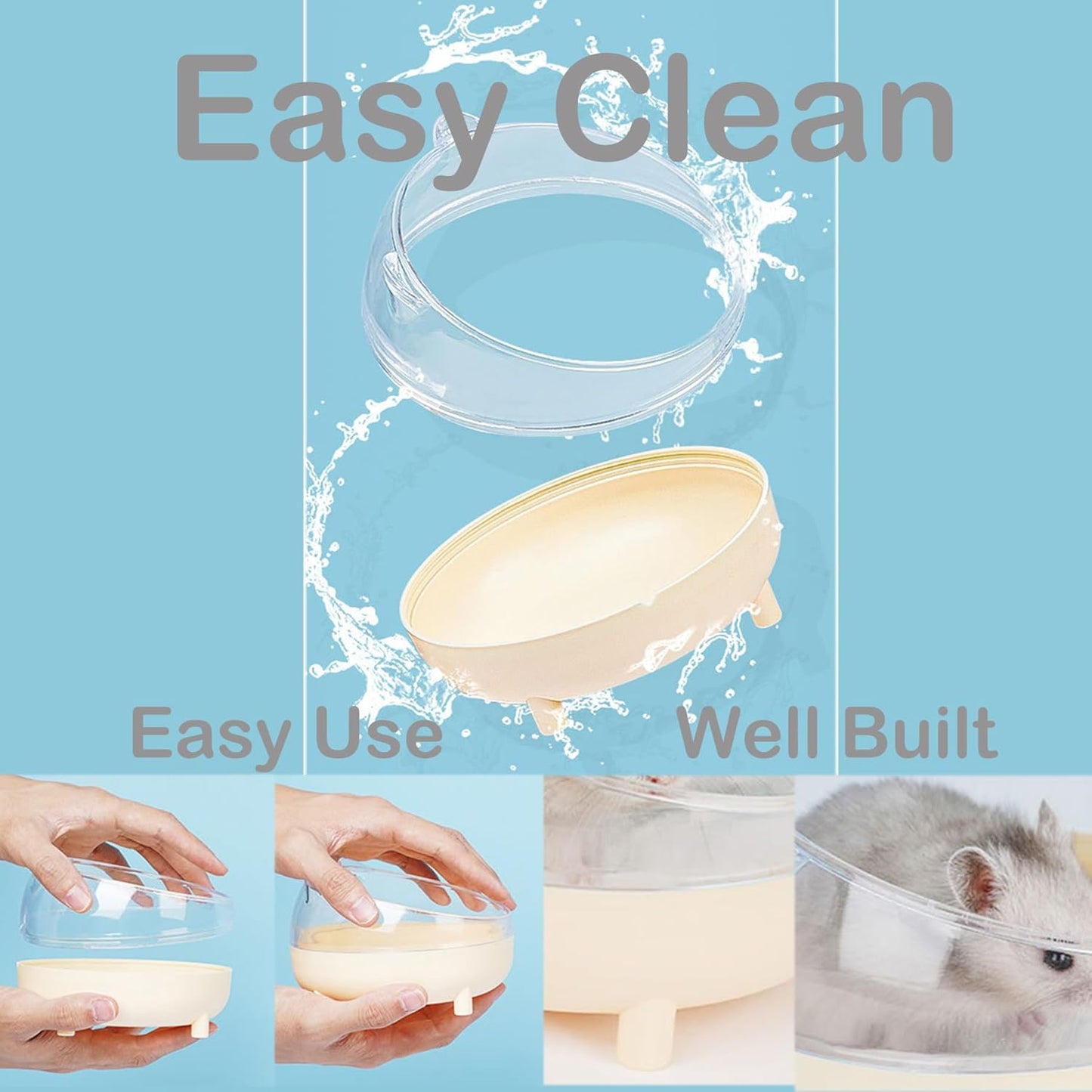 Meow&Woof Hamster Sand Bath Container, Large Sandbox Toilet Gerbil Batheoom, Tiny Chinchilla Dust Bathtub Sand Bath Box for Hamster Cage Accessories 6.5 Inch-Light Green