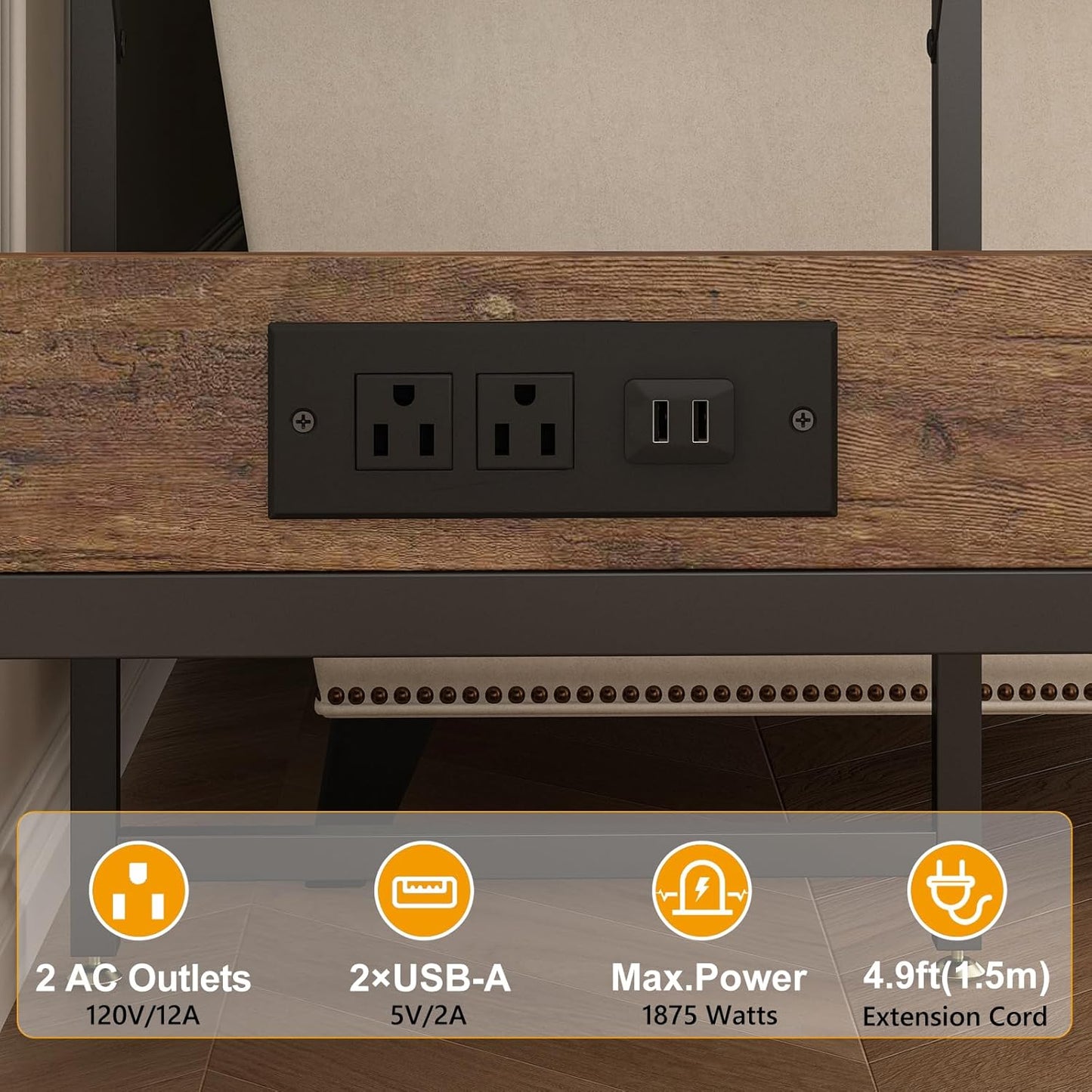 Modern 15 Long Gallon Fish Tank Stand for Home Office, 2-Tier Aquarium Stand with Shelf for Storage, Fish Tank Table 24" x 12" x 21", Ideal for Breeder Tanks, and Reptile Terrariums, Rustic Brown